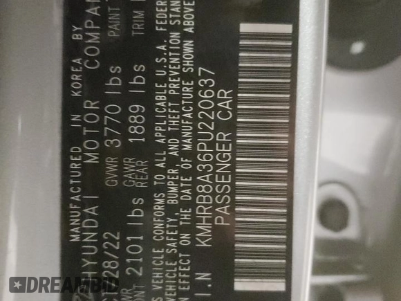 2023 Hyundai Venue SE with VIN KMHRB8A36PU220637, listed as a Copart auction lot 44279725 with 16,234 mi miles and Salvage Title. Bid and sale history available at DreamBid. Image 12.