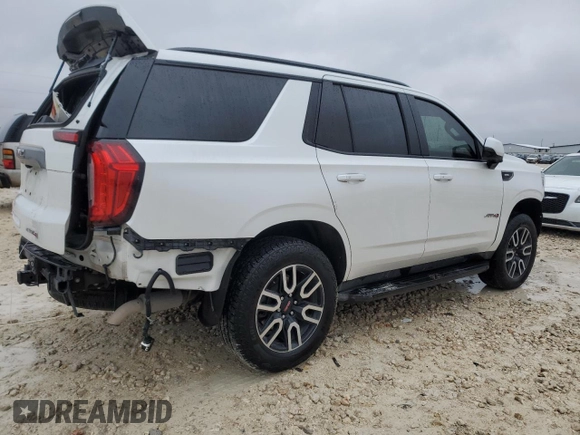 2021 GMC Yukon AT4 with VIN 1GKS2CKD1MR287374, listed as a Copart auction lot 44615715 with 57,552 mi miles and Salvage Title. Bid and sale history available at carsss.com. Image 3.