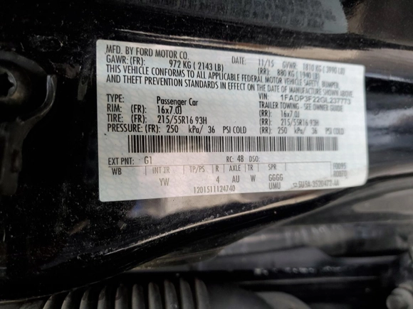 2016 Ford Focus SE z VIN 1FADP3F22GL237773, wystawiony jako Copart lot #49889515 z przebiegiem 131 073 mil mil oraz Szkoda całkowita • Salvage title. Historia ofert i sprzedaży dostępna na DreamBid. Obrazek 12.