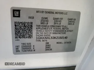 2019 GMC Acadia Denali with VIN 1GKKNXLS3KZ150140, listed as a Copart auction lot 58832575 with 60,724 mi miles and Salvage title. Bid and sale history available at DreamBid. Image 14.