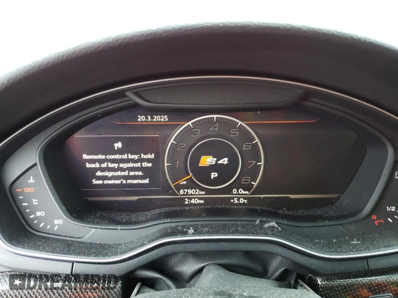2019 Audi S4 Prestige with VIN WAUC4AF43KA045638, listed as a Copart auction lot 49085975 with 67,902 mi miles and Salvage Title. Bid and sale history available at carsss.com. Image 9.