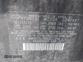 2016 Hyundai Elantra z VIN KMHD35LH9GU327292, wystawiony jako IAAI lot #42093027 z przebiegiem 158 317 mil mil oraz . Historia ofert i sprzedaży dostępna na DreamBid. Obrazek 9.