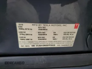 2013 Tesla Model S z VIN 5YJSA1DN0DFP26935, wystawiony jako Copart lot #45081995 z przebiegiem 120 048 mil mil oraz Szkoda całkowita • Salvage title. Historia ofert i sprzedaży dostępna na DreamBid. Obrazek 12.