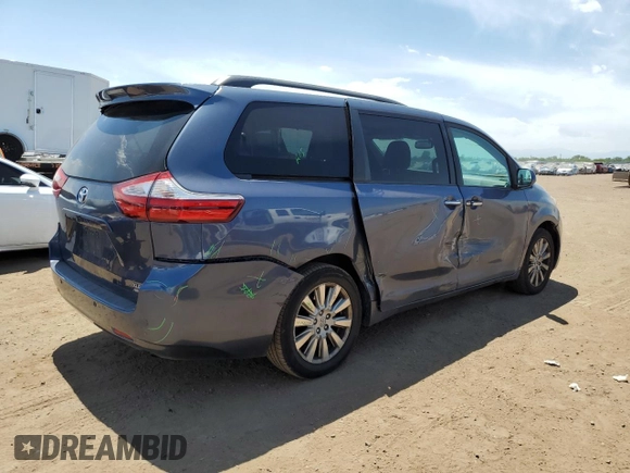 2017 Toyota Sienna XLE with VIN 5TDDZ3DC8HS168698, listed as a Copart auction lot 58201365 with 239,260 mi miles and Salvage title. Bid and sale history available at DreamBid. Image 3.
