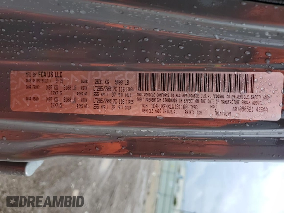 2020 Jeep Wrangler Unlimited Rubicon с VIN 1C4HJXFNXLW131160, выставлен на аукционе Copart как лот 54761455 с пробегом 85 225 миль миль и Списание • Salvage title. История ставок и продаж доступна на DreamBid. Изображение 14.