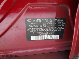 2013 Hyundai Azera with VIN KMHFG4JG1DA219568, listed as a Copart auction lot 69891694 with 212,240 mi miles and Clean Title. Bid and sale history available at carsss.com. Image 12.