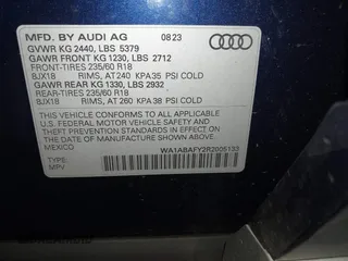 2024 Audi Q5 Premium with VIN WA1ABAFY2R2005133, listed as a IAAI auction lot 39315354 with 4,224 mi miles. Bid and sale history available at carsss.com. Image 9.