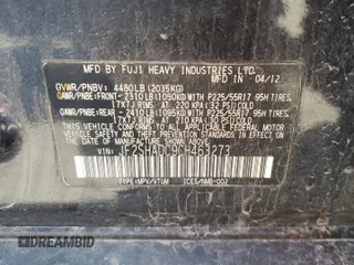 2012 Subaru Forester X Premium with VIN JF2SHADC9CH463273, listed as a Copart auction lot 56579405 with 164,887 mi miles and Salvage title. Bid and sale history available at DreamBid. Image 13.