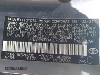 2021 Toyota Corolla SE with VIN JTDS4MCE0MJ077656, listed as a IAAI auction lot 42162598 with 32,714 mi miles and . Bid and sale history available at carsss.com. Image 9.