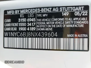 2022 Mercedes-Benz G 550 with VIN W1NYC6BJ8NX439604, listed as a Copart auction lot 79364284 with 42,145 mi miles and Salvage Title. Bid and sale history available at DreamBid. Image 15.