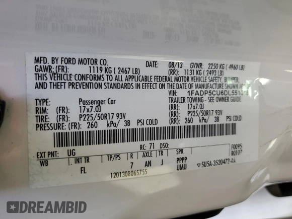 2013 Ford C-Max SEL with VIN 1FADP5CU6DL551018, listed as a Copart auction lot 68560114 with 166,026 mi miles and Clean Title. Bid and sale history available at carsss.com. Image 12.