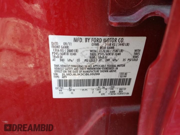 2012 Lincoln MKX with VIN 2LMDJ6JK3CBL05299, listed as a Copart auction lot 49657815 with 107,146 mi miles and Salvage Title. Bid and sale history available at carsss.com. Image 13.