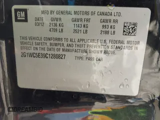2012 Chevrolet Impala LTZ with VIN 2G1WC5E39C1280827, listed as a IAAI auction lot 41979470 with 153,669 mi miles and . Bid and sale history available at DreamBid. Image 9.