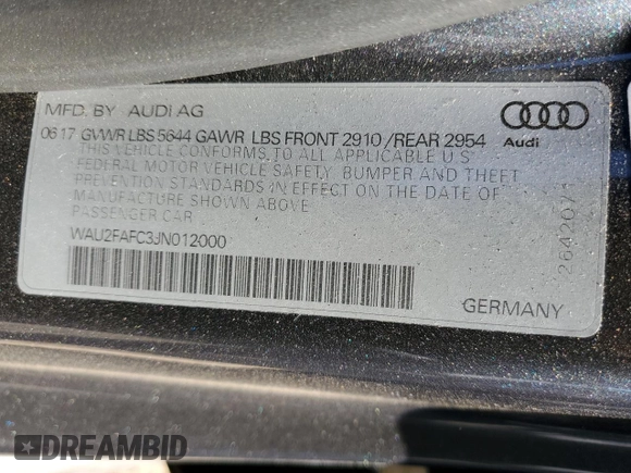 2018 Audi S7 Prestige z VIN WAU2FAFC3JN012000, wystawiony jako Copart lot #57442612 z przebiegiem 21 198 mil mil oraz . Historia ofert i sprzedaży dostępna na DreamBid. Obrazek 10.