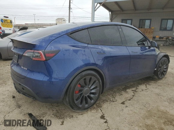 2022 Tesla Model Y Performance with VIN 7SAYGDEFXNF438281, listed as a Copart auction lot 53706435 with Not provided miles and Salvage title. Bid and sale history available at DreamBid. Image 3.