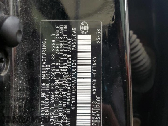 2010 Toyota Camry with VIN 4T1BF3EK4AU108131, listed as a Copart auction lot 50512555 with 197,529 mi miles and Salvage Title. Bid and sale history available at DreamBid. Image 12.