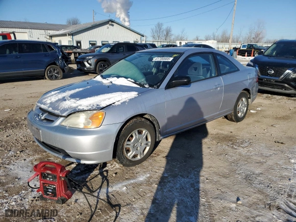 2002 Honda Civic LX with VIN 1HGEM21512L039800, listed as a Copart auction lot 41700005 with 85,772 mi miles and Salvage Title. Bid and sale history available at carsss.com. Image 1.