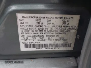 2006 Nissan Altima 2.5 S with VIN 1N4AL11D26N436241, listed as a IAAI auction lot 41907892 with 195,751 mi miles. Bid and sale history available at carsss.com. Image 9.