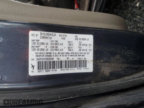 2002 Dodge Caravan SE with VIN 1B4GP24372B695494, listed as a Copart auction lot 43803375 with 0 mi miles and Salvage Title. Bid and sale history available at carsss.com. Image 14.