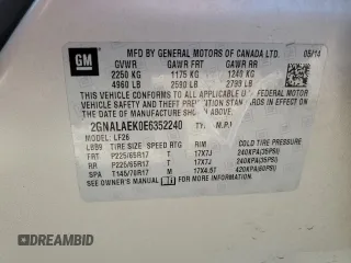 2014 Chevrolet Equinox LS z VIN 2GNALAEK0E6352240, wystawiony jako Copart lot #53494645 z przebiegiem 173 065 mil mil oraz Szkoda całkowita • Salvage title. Historia ofert i sprzedaży dostępna na DreamBid. Obrazek 15.