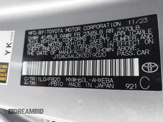 2024 Toyota Prius LE z VIN JTDACAAU2R3019020, wystawiony jako IAAI lot #42128983 z przebiegiem 42 049 mil mil oraz . Historia ofert i sprzedaży dostępna na DreamBid. Obrazek 9.