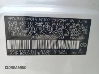2016 Lexus IS 200t z VIN JTHBA1D28G5024968, wystawiony jako Copart lot #62684525 z przebiegiem 97 136 mil mil oraz Szkoda całkowita • Salvage title. Historia ofert i sprzedaży dostępna na DreamBid. Obrazek 12.