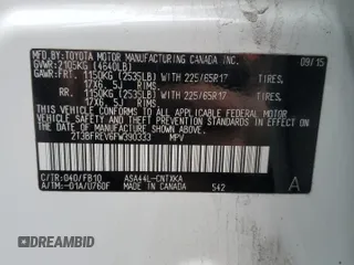 2015 Toyota RAV4 LE with VIN 2T3BFREV6FW390333, listed as a Copart auction lot 63067925 with 170,342 mi miles and Salvage title. Bid and sale history available at DreamBid. Image 13.