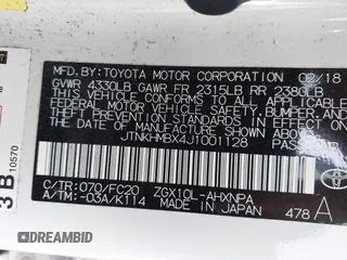 2018 Toyota C-HR XLE z VIN JTNKHMBX4J1001128, wystawiony jako IAAI lot #41957363 z przebiegiem 108 233 mil mil oraz . Historia ofert i sprzedaży dostępna na DreamBid. Obrazek 9.
