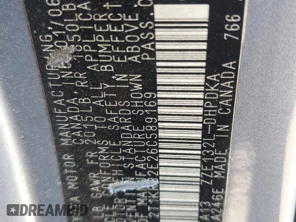 2006 Toyota Matrix STD z VIN 2T1KR32E26C589169, wystawiony jako Copart lot #55269295 z przebiegiem 143 509 mil mil oraz Szkoda całkowita • Salvage title. Historia ofert i sprzedaży dostępna na DreamBid. Obrazek 12.