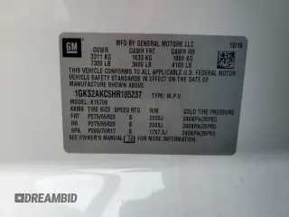 2017 GMC Yukon SLE with VIN 1GKS2AKC5HR185237, listed as a Copart auction lot 73799564 with 134,969 mi miles and Salvage Title. Bid and sale history available at carsss.com. Image 15.