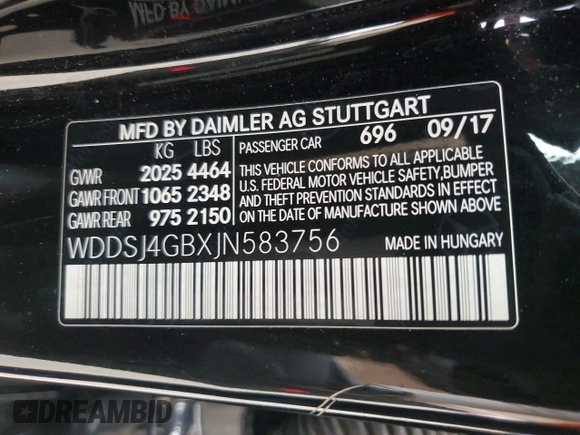 2018 Mercedes-Benz CLA 250 with VIN WDDSJ4GBXJN583756, listed as a Copart auction lot 61269825 with 67,389 mi miles and Salvage title. Bid and sale history available at DreamBid. Image 12.