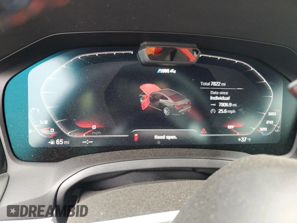 2023 BMW M4 Competition xDrive with VIN WBS43AZ04PCM30889, listed as a Copart auction lot 81932723 with 7,822 mi miles and Salvage title. Bid and sale history available at DreamBid. Image 9.