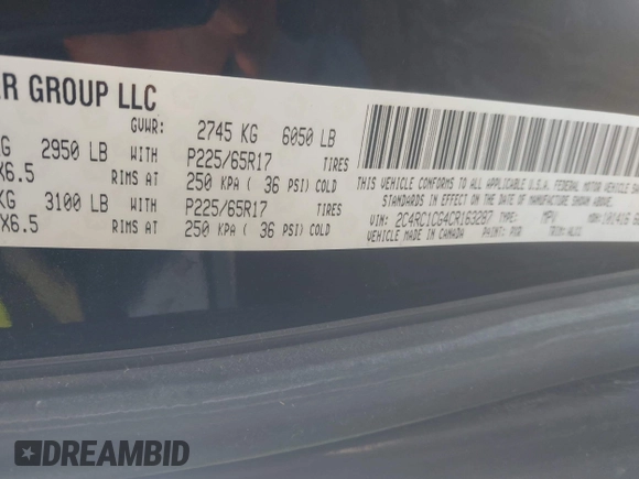 2012 Chrysler Town & Country Touring L with VIN 2C4RC1CG4CR163287, listed as a IAAI auction lot 41924835 with 211,461 mi miles and . Bid and sale history available at carsss.com. Image 9.
