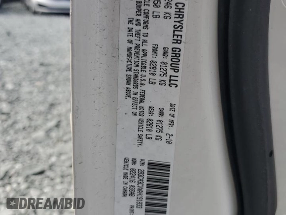 2010 Dodge Charger SXT with VIN 2B3CA3CVXAH191833, listed as a Copart auction lot 45682505 with 106,540 mi miles and Salvage Title. Bid and sale history available at DreamBid. Image 14.