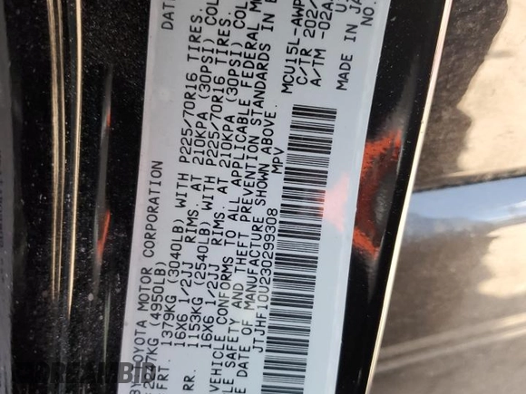 2003 Lexus RX 300 with VIN JTJHF10U230299308, listed as a Copart auction lot 62514615 with 100,908 mi miles and Clean title. Bid and sale history available at DreamBid. Image 12.