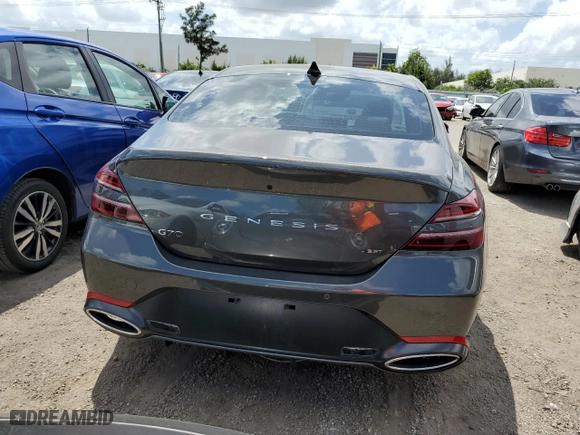 2023 Genesis G70 3.3T with VIN KMTG54TEXPU117927, listed as a Copart auction lot 49095243 with 0 mi miles. Bid and sale history available at carsss.com. Image 6.