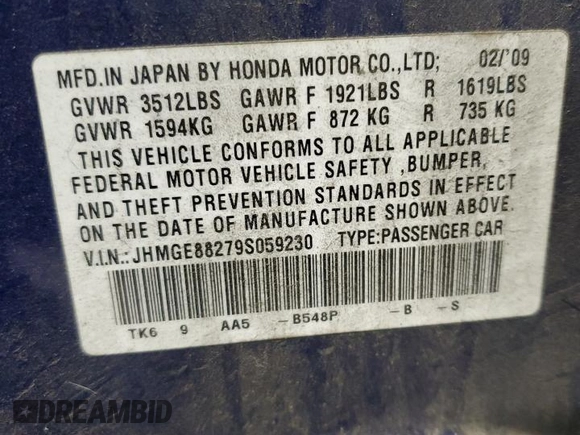2009 Honda Fit with VIN JHMGE88279S059230, listed as a Copart auction lot 81409304 with 140,991 mi miles and Clean Title. Bid and sale history available at carsss.com. Image 13.