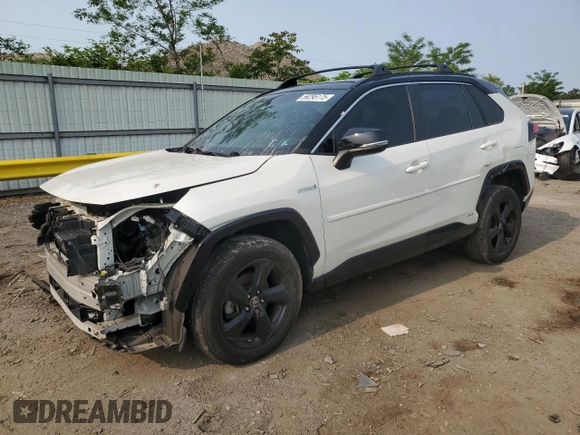 2021 Toyota RAV4 Hybrid XSE with VIN 4T3E6RFV4MU034021, listed as a Copart auction lot 59295175 with 25,500 mi miles and Salvage title. Bid and sale history available at DreamBid. Image 1.
