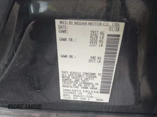 2018 Nissan Altima SR with VIN 1N4AL3AP3JC191556, listed as a IAAI auction lot 41907978 with 83,016 mi miles and . Bid and sale history available at DreamBid. Image 9.