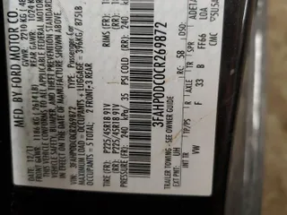 2012 Ford Fusion SPORT with VIN 3FAHP0DC0CR269872, listed as a Copart auction lot 48330765 with 171,330 mi miles and Salvage Title. Bid and sale history available at carsss.com. Image 12.