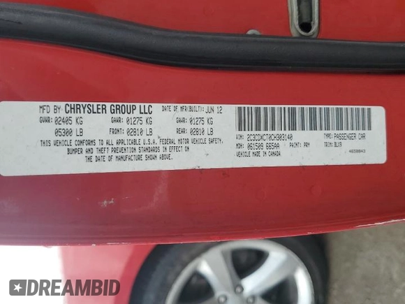 2012 Dodge Charger RT with VIN 2C3CDXCT0CH303140, listed as a Copart auction lot 46515865 with 109,675 mi miles and Salvage Title. Bid and sale history available at DreamBid. Image 12.