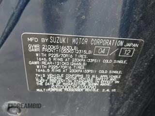 2012 Suzuki Grand Vitara Premium with VIN JS3TD0D67C4100790, listed as a IAAI auction lot 42760873 with 169,358 mi miles and . Bid and sale history available at DreamBid. Image 9.