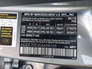 2016 Mercedes-Benz GL with VIN 4JGDF7DE3GA658765, listed as a IAAI auction lot 41416303 with 122,284 mi miles. Bid and sale history available at carsss.com. Image 9.