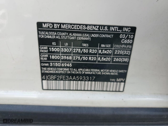2010 Mercedes-Benz GL-Class GL 350 BlueTEC with VIN 4JGBF2FE3AA593317, listed as a Copart auction lot 79183964 with 163,531 mi miles and Clean Title. Bid and sale history available at carsss.com. Image 12.