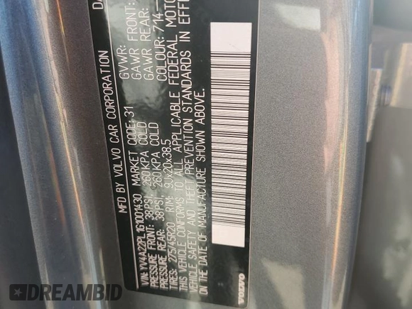 2016 Volvo XC90 T6 Inscription with VIN YV4A22PL1G1001430, listed as a Copart auction lot 49554985 with 105,644 mi miles and Clean Title. Bid and sale history available at carsss.com. Image 13.