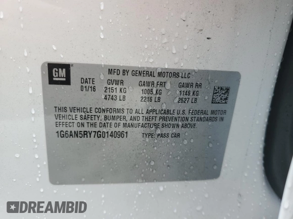 2016 Cadillac ATS-V z VIN 1G6AN5RY7G0140961, wystawiony jako Copart lot #54728145 z przebiegiem 59 215 mil mil oraz Szkoda całkowita • Salvage title. Historia ofert i sprzedaży dostępna na DreamBid. Obrazek 12.