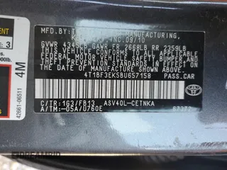 2011 Toyota Camry LE with VIN 4T1BF3EK5BU657158, listed as a Copart auction lot 54829565 with 123,660 mi miles and Salvage Title. Bid and sale history available at DreamBid. Image 12.
