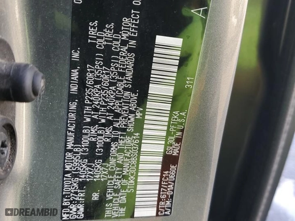 2011 Toyota Sienna LE AAS with VIN 5TDKK3DC8BS037614, listed as a Copart auction lot 83821514 with 179,175 mi miles and Clean Title. Bid and sale history available at carsss.com. Image 13.