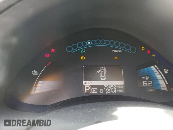 2015 Nissan LEAF S with VIN 1N4AZ0CP9FC324158, listed as a Copart auction lot 54945665 with 79,452 mi miles and Salvage Title. Bid and sale history available at DreamBid. Image 9.