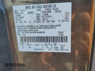 2008 Ford F-150 XLT with VIN 1FTPW14V98FA09278, listed as a Copart auction lot 64949325 with Not provided miles and Salvage title. Bid and sale history available at DreamBid. Image 12.